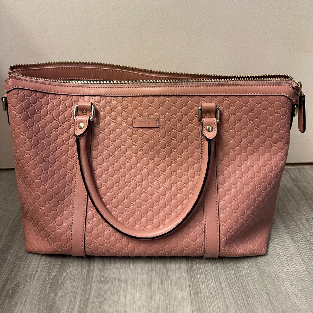 Gucci Large Microguccissima Leather Tote Bag Dusty Pink